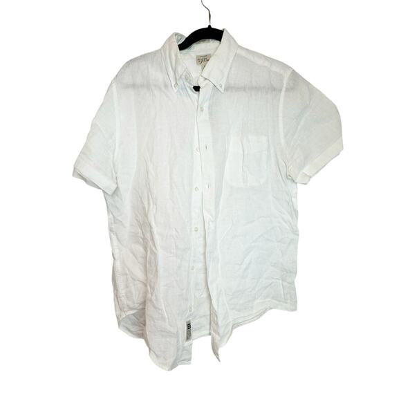 J. Crew Men's Short-Sleeve Baird McNutt Irish Linen Shirt White Size Medium NWOT - Picture 5 of 13